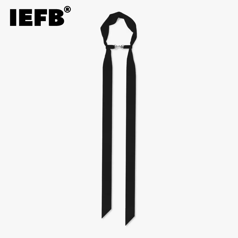 IEFB Metal Necklace Satin Streamers All-match Men Women Decoration 2025 Stylish Black New Fashion Clothing Collocation 9C9235