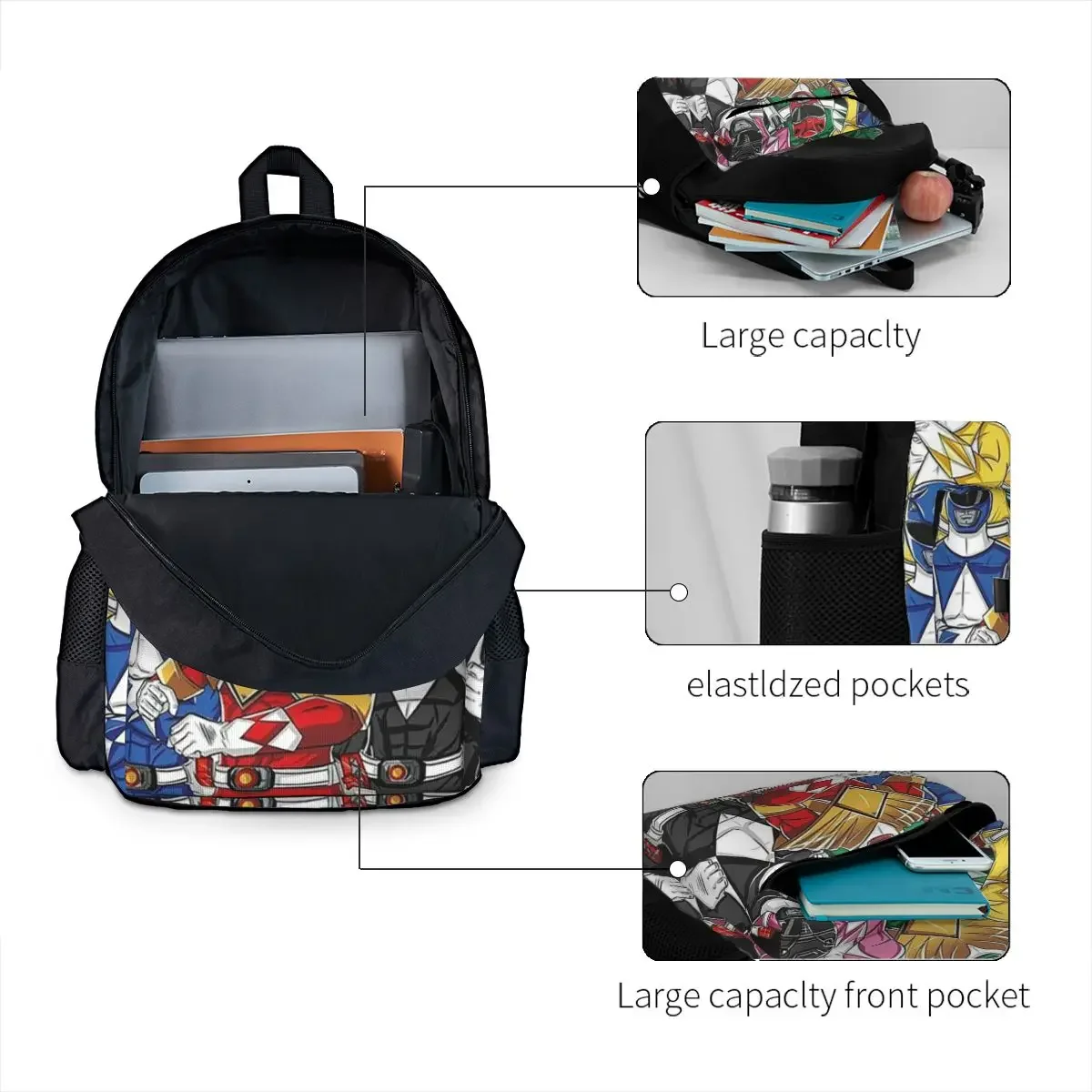 Mighty Morphin Power Ranger Backpacks Boys Girls Bookbag Children School Bags Cartoon Kids Rucksack Travel Rucksack Shoulder Bag