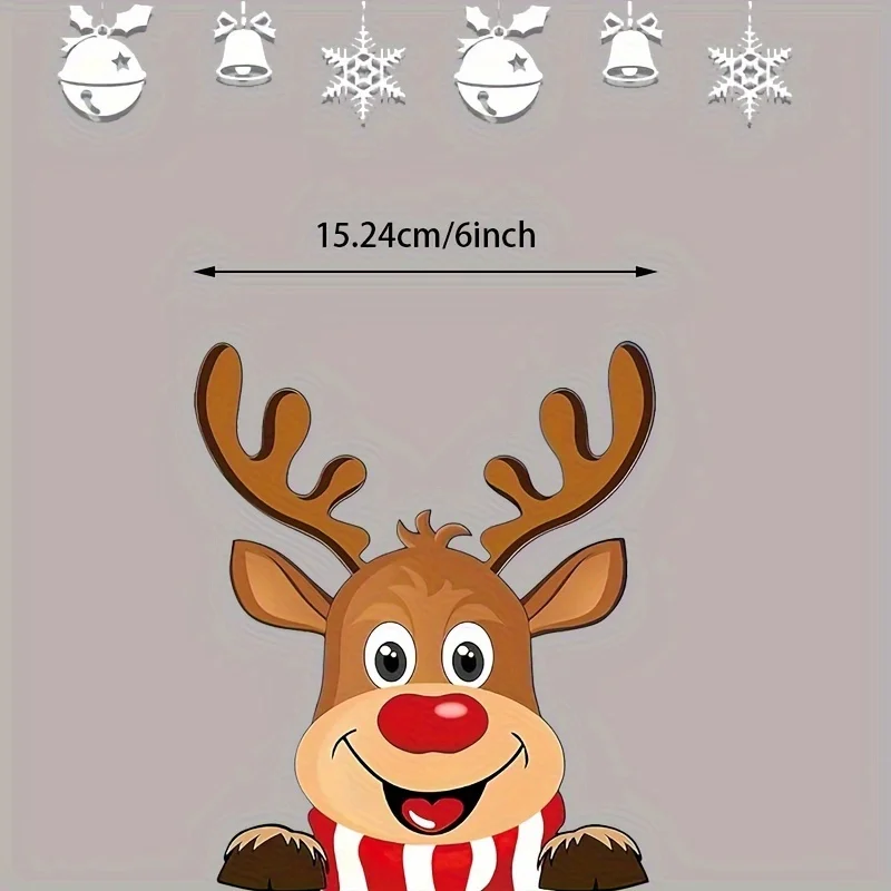 مجموعة ملصقات سيارات عيد الميلاد، شارات نافذة رجل الثلج سانتا والرنة، ديكور خارجي تلقائي احتفالي لحفلة عيد الميلاد، هدية العيد #2