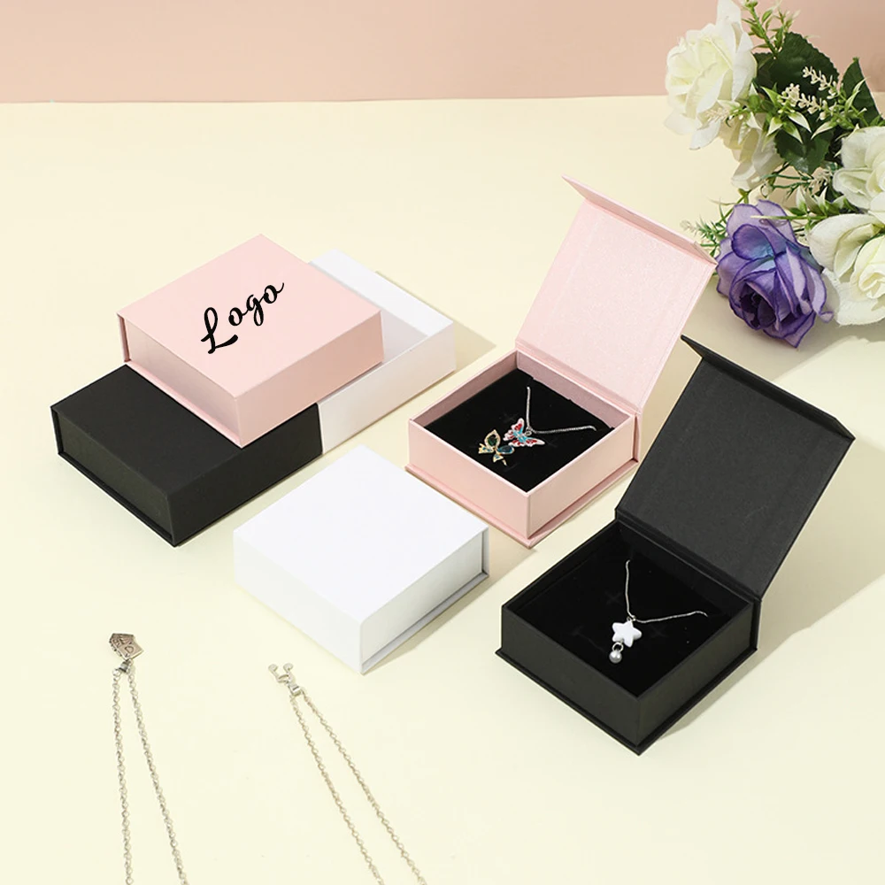 

24Pack Luxury Customized Jewelry Packaging Magnetic Boxes Purple Blue Custom Logo Cardboard Box Wedding Earrings Rings Organizer