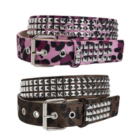 Punk Pink Fur Rivets For Women's Belt Hip Hop Y2k Girls Jeans Accessories Girdle Goth Retro Brown Pin Buckle Pu Waistband