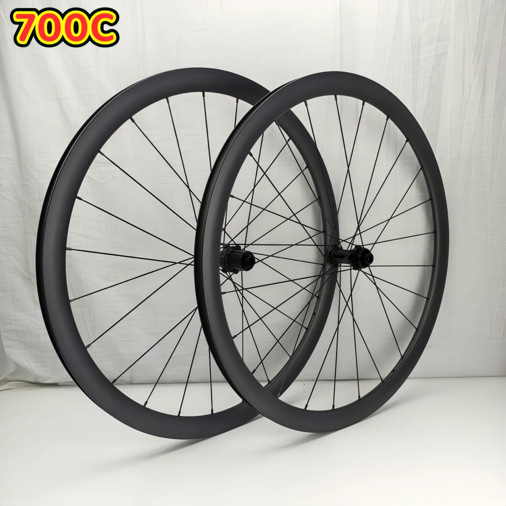 

700C Road Bike Carbon Wheels 28mm Width 30/35/40/45/50/55/60mm Depth 24Holes 36T Ratchet Tubeless Disc Brake Road Bike Wheels