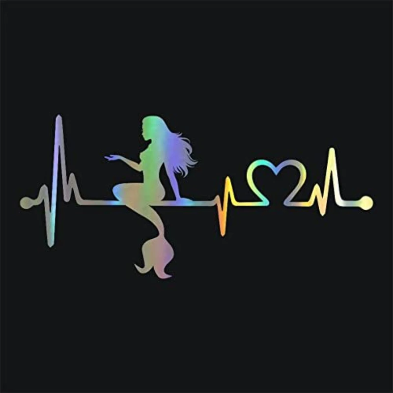 

Creativity Mermaid Heartbeat Lifeline Personality Car Stickers PVC Hot Selling Auto Window Bumper Waterproof Decals