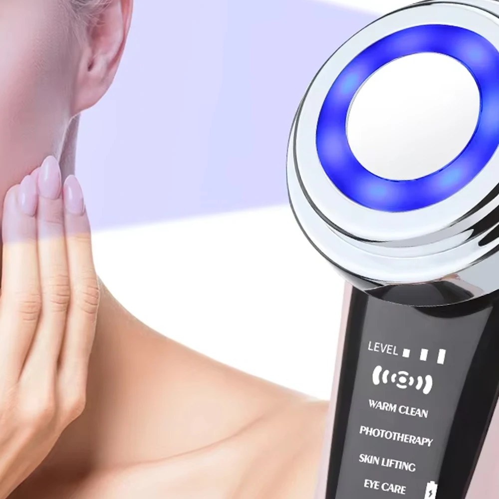 Terapia de luz azul vermelha massageador facial mesoterapia facial dispositivos de levantamento limpeza da pele rejuvenescimento aperto rugas cuidados com os olhos