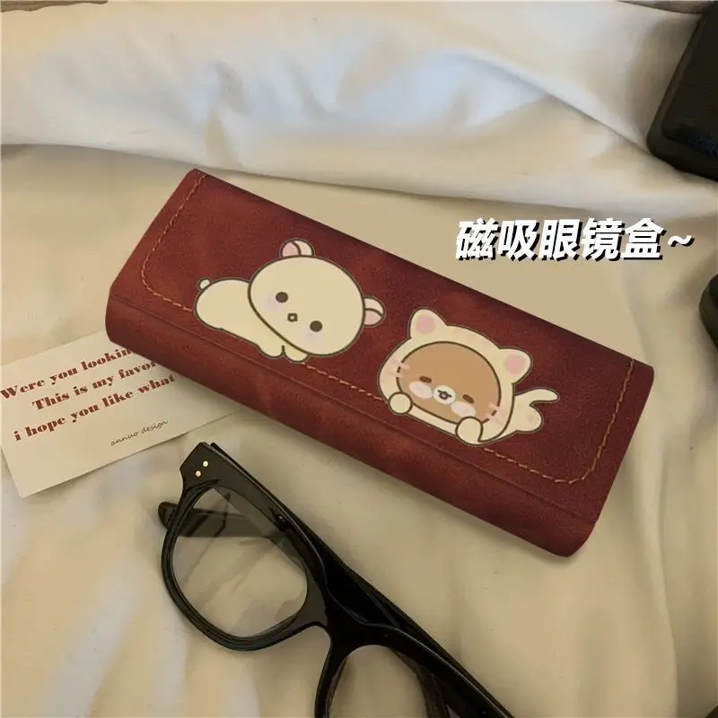 حافظة نظارات Rilakkuma على الطراز الياباني صندوق تخزين نظارات قصر النظر جذابة مغناطيسية لطيفة سعة كبيرة صندوق نظارات شمسية مضاد للسقوط