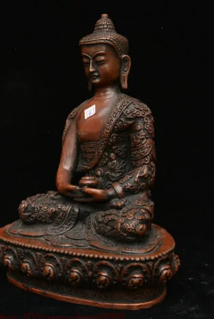 23CM Old Tibet Buddhism Bronze Shakyamuni Amitabha Buddhas Sakyamuni Tathagata Statue