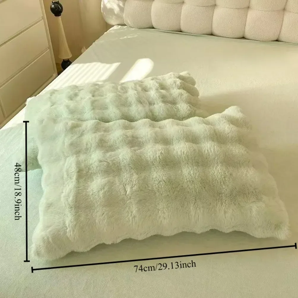 Funda Almohada Piel Felpa 48x74 Cm Suave, Cálido Esponjoso Doble Cara Decorativa 2uds Lavable Elegante