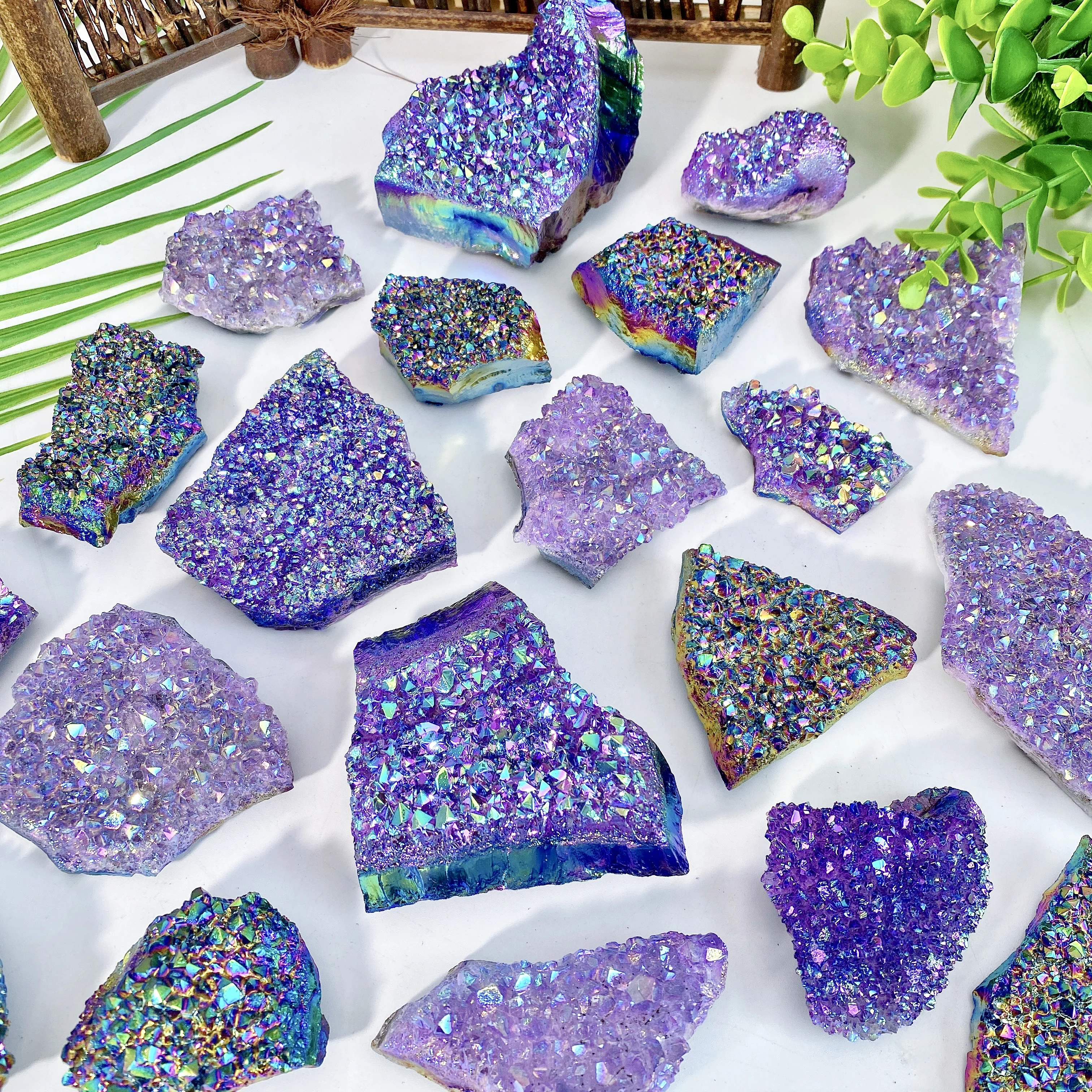 Random 1PC High Quality Colorful Aura Amethyst Clusters Crystal Natural Crystal Raw Stone,Gemstone Jewelry,gift,CrystalOrnaments