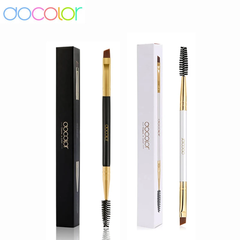 Docolor Double Head Makeup Eyebrow Brush Double Sided Blending Eye Eyebrow Flat Angled Make Up Brush Comb Double Ended Tool