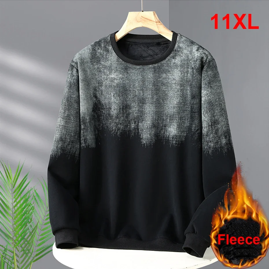 Gradient Sweatshirts Men 11XL Plus Size Sweatshirt Fashion Casual Autumn Winter Fleece Pullover Male Big Size 11XL