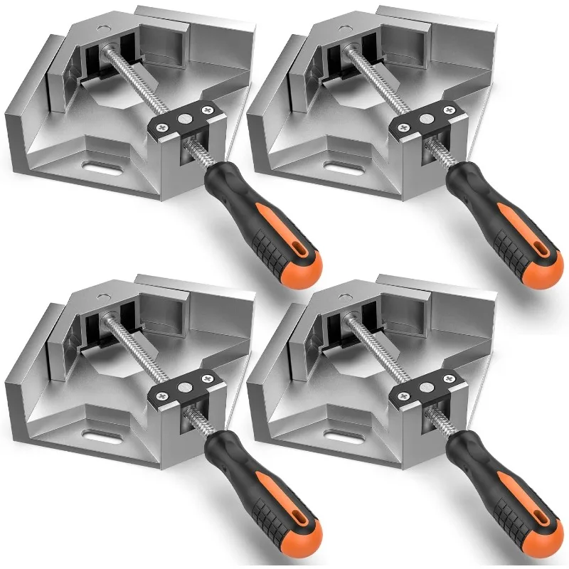 Right Angle Clamp, [4 PACK] Single Handle 90° Aluminum Alloy Corner Clamp, Clamps for Woodworking Adjustable Swing