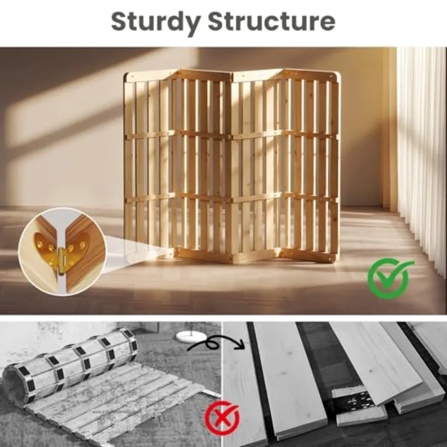 Foldable Japanese Tatami Floor Bed Frame for Futon Mattress Space-Saving Low-Profile Design, Natural Wood Finish, Ideal for Sma