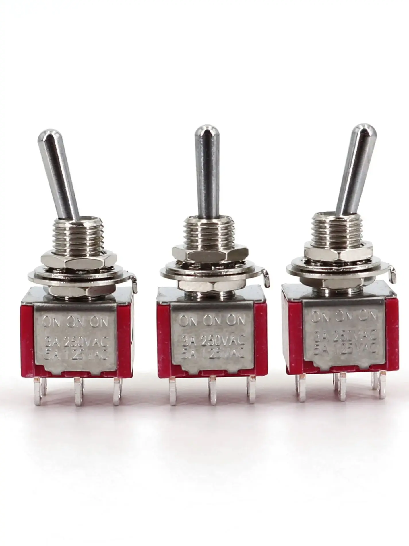 5 Stück SH T80-T T812 Standardgriff 6Pin ON-ON-ON 3-Wege SP3T 6,35 mm Panel Mount Mini Kippschalter