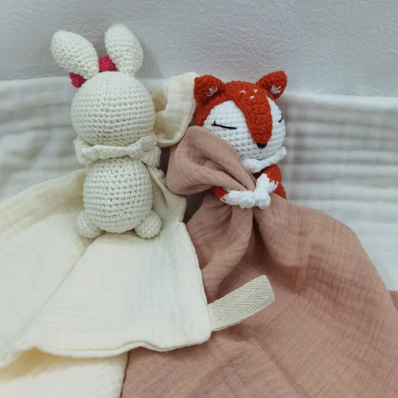 Baby Soother Appease Towel Bib Soft Bunny Fox Lamb Lion Sleeping Doll Teether Infants Comfort Sleeping Nursing Cuddling Doudou