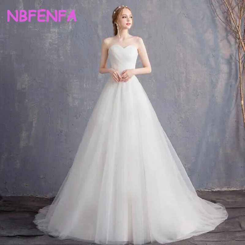 NBFENFA Plus Size Wedding Dress for Women 2024 New Bridal Slim Tube Top Simple Trailing Light Wedding Gowns Vestidos De Novia