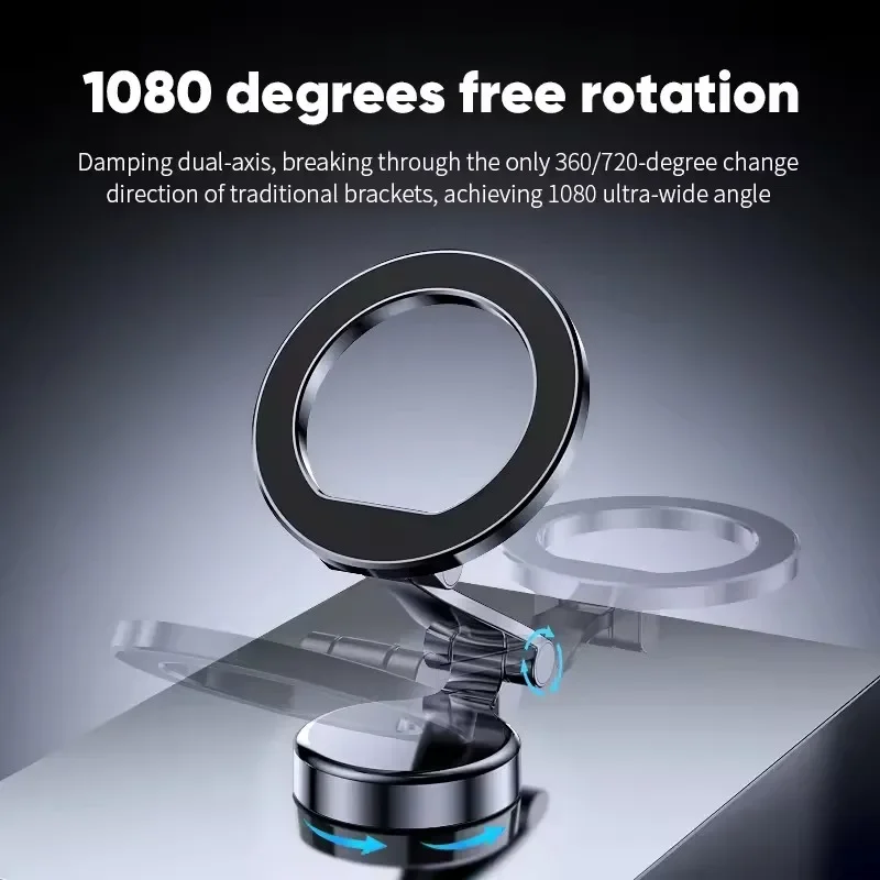 Складной магнитный автомобильный держатель для мобильного телефона MagSafe 360° °   Регулируемая магнитная подставка для автомобильного крепления для iPhone 16, Huawei Xiaomi в автомобиле