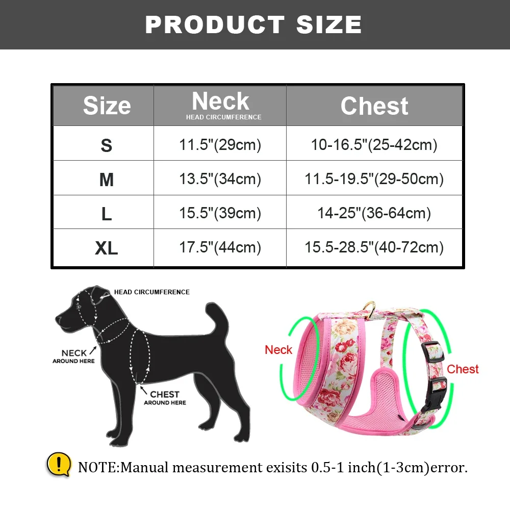 Printed Pet Harness Small Dogs Harness Puppy French Bulldog Harnesses for Small Dogs Chihuahua Yorkshire Walking Pet Vest Leash