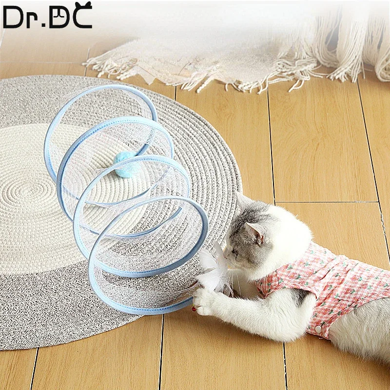 Dr.DC Cat Tunnel For Indoor Cats Collapsible Toy Coil Spiral Colorful Springs Cat Pet Crinkle Tunnels For Indoor Pet Supplies