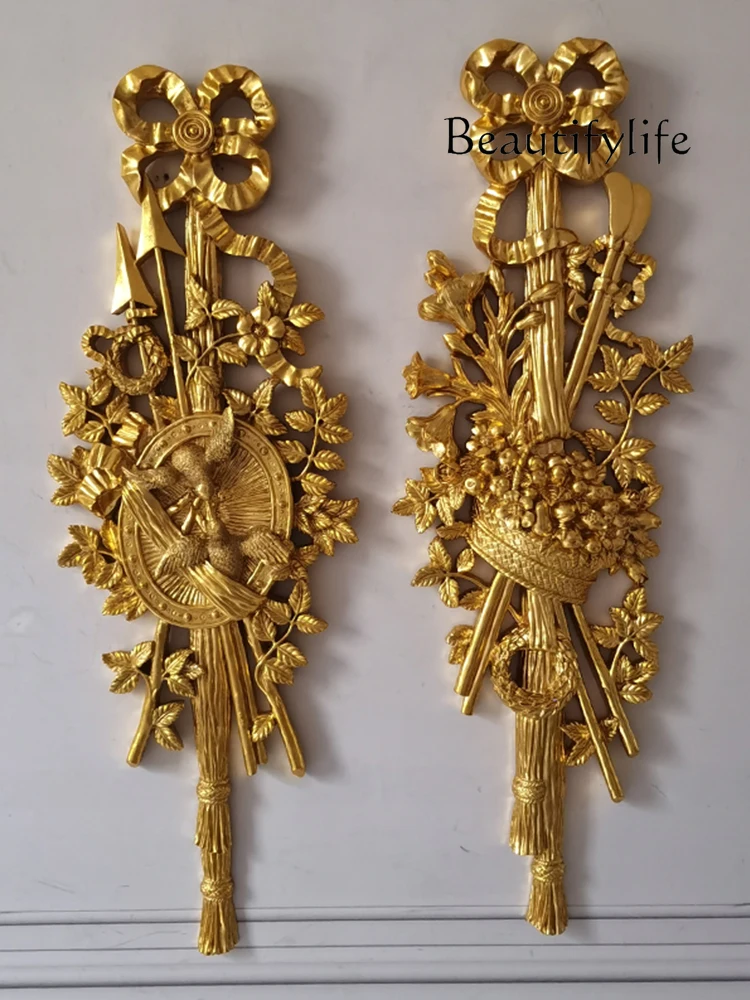 Oujing Home Furnishing French Baroque Wall Pendant Living Room Entrance Corridor Wall Hanging Carved Wall Ornament