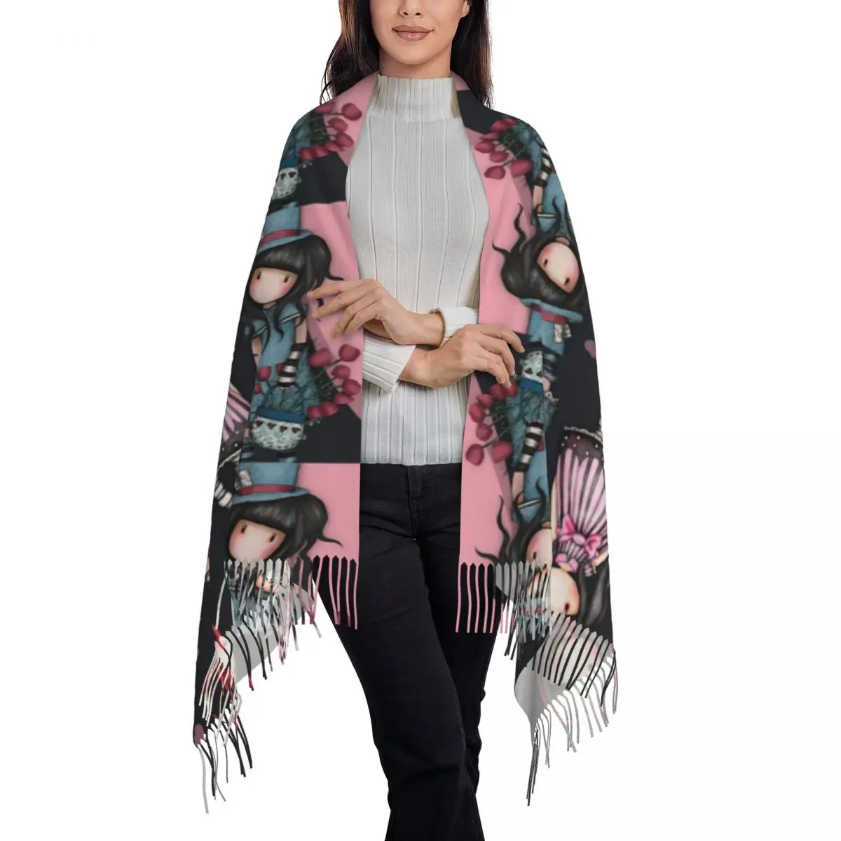 Santoro Gorjuss Scarf Tassel Scarves Women Soft Warm Shawls and Wraps Long Fall Winter Shawl Wrap