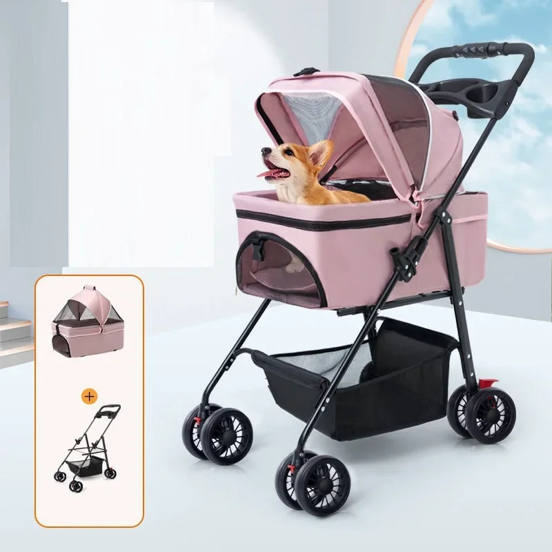 

Detachable Pet Stroller for Small Cat and Dogs Pet Trolley Lightweight Foldable Dog Cart Dog Stroller Foldable Cat Carrier