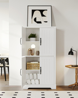 Hzuaneri Bathroom Cabinet, Storage Cabinet, Standing Cabinet, Double-Deck with 4 Doors, Adjustable Shelves, Multifunctional