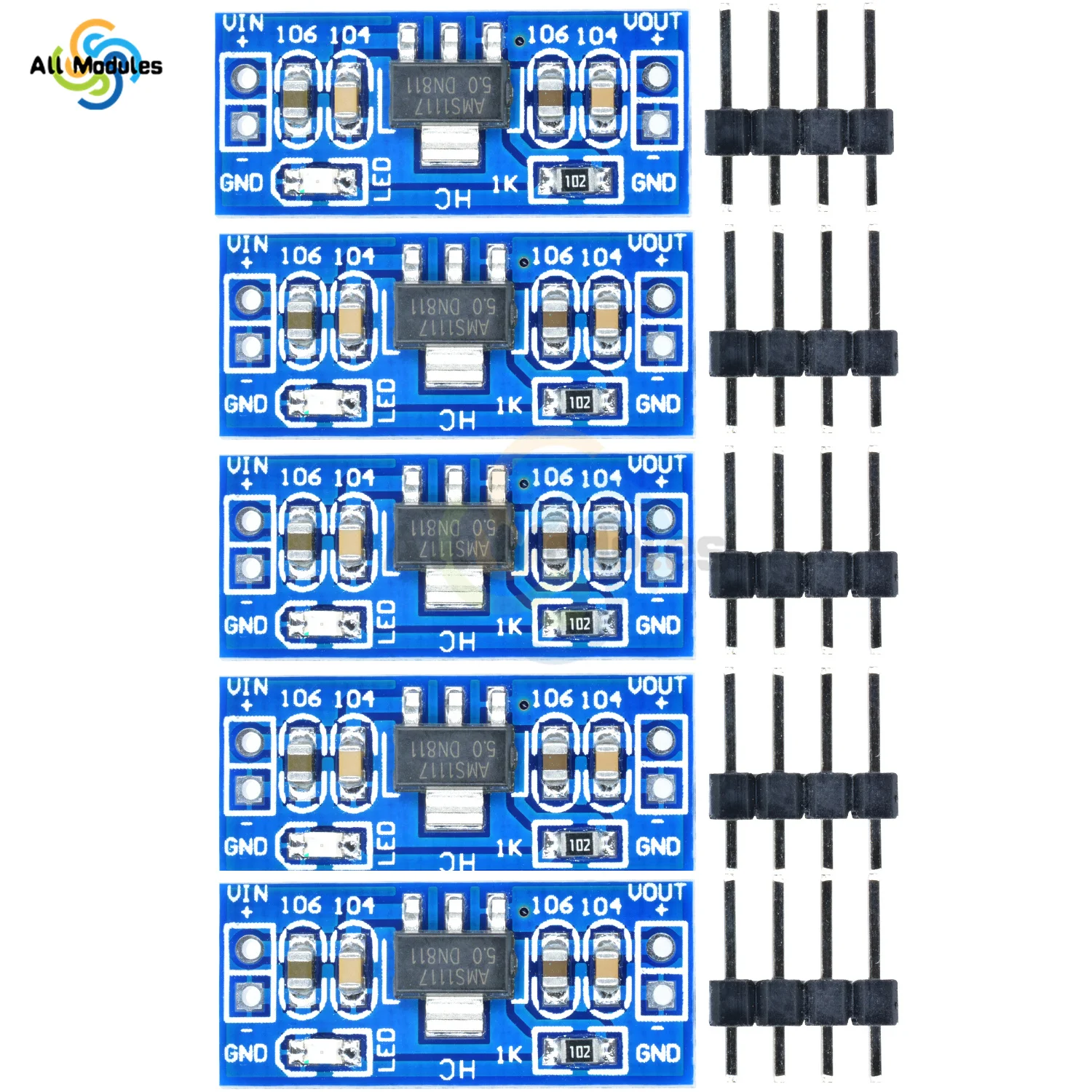 SMD AMS1117 DC-DC modulo di alimentazione convertitore Buck Step-Down DC 4.75-12V a 1.2V 1.5V 1.8V 2.5V 3.3V 5.0V per Arduino