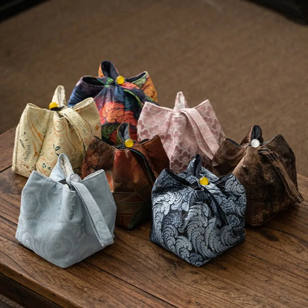 

Chinese Style Teacup Drawstring Cloth Pouch Breakage-proof Print Teaware Storage Bag Multifunctional Portable