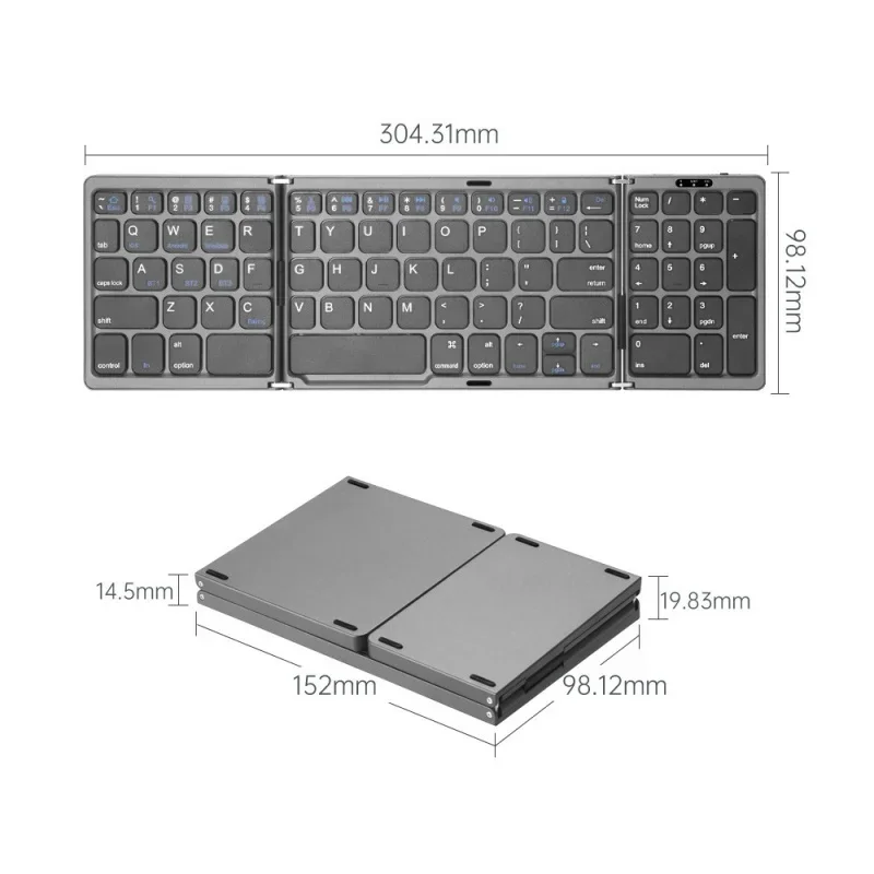 Mini Portable Folding Keyboard Thin Wireless BT Number Keypad For Mac Windows Laptop Tablet Light-Handy Bluetooth-compatible
