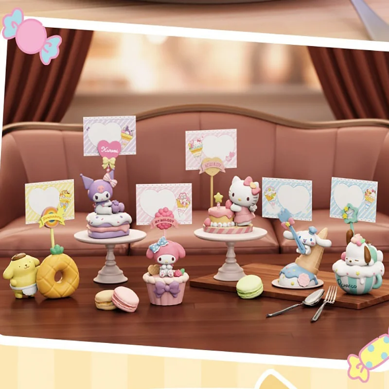 

Authentic Sanrio Hello Kitty Memo Clip Dessert Themed Cute Figure Note Holder Desk Decor Blind Box Birthday Gift For Girls Kids