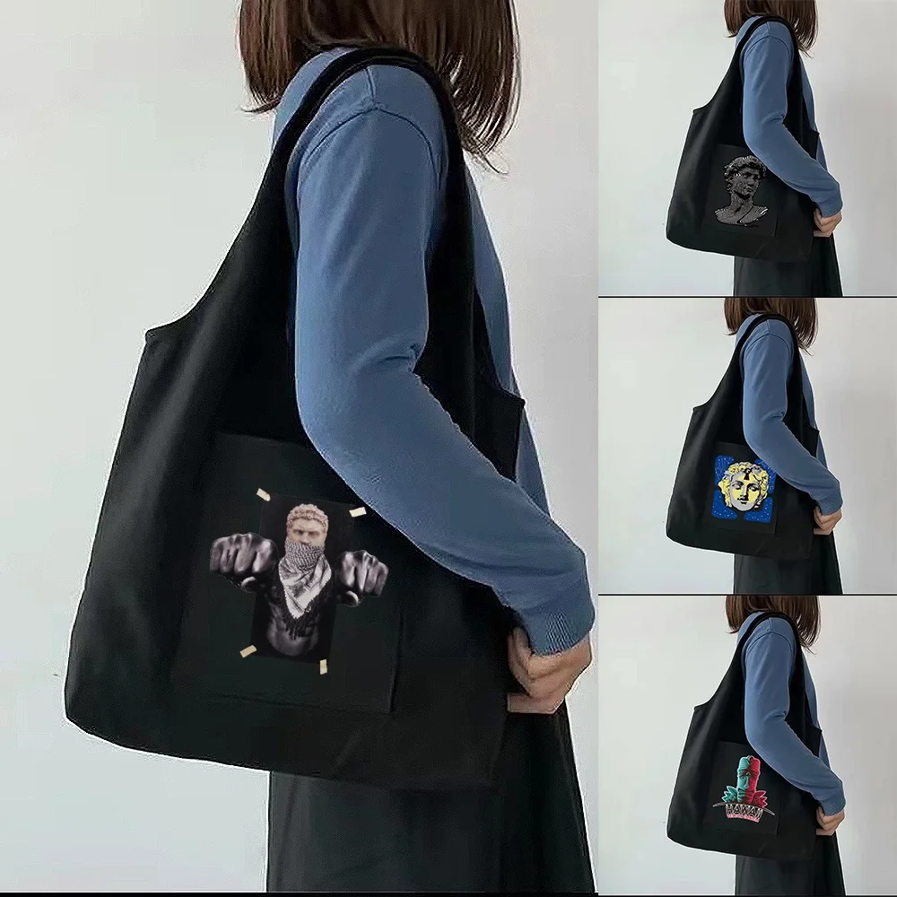 

Shoulder Bag Fashion Woman Shopping Handbag Casual Retro Funny Sculpture Pattern Printing Vest Bag Tote Bag Commuter Student