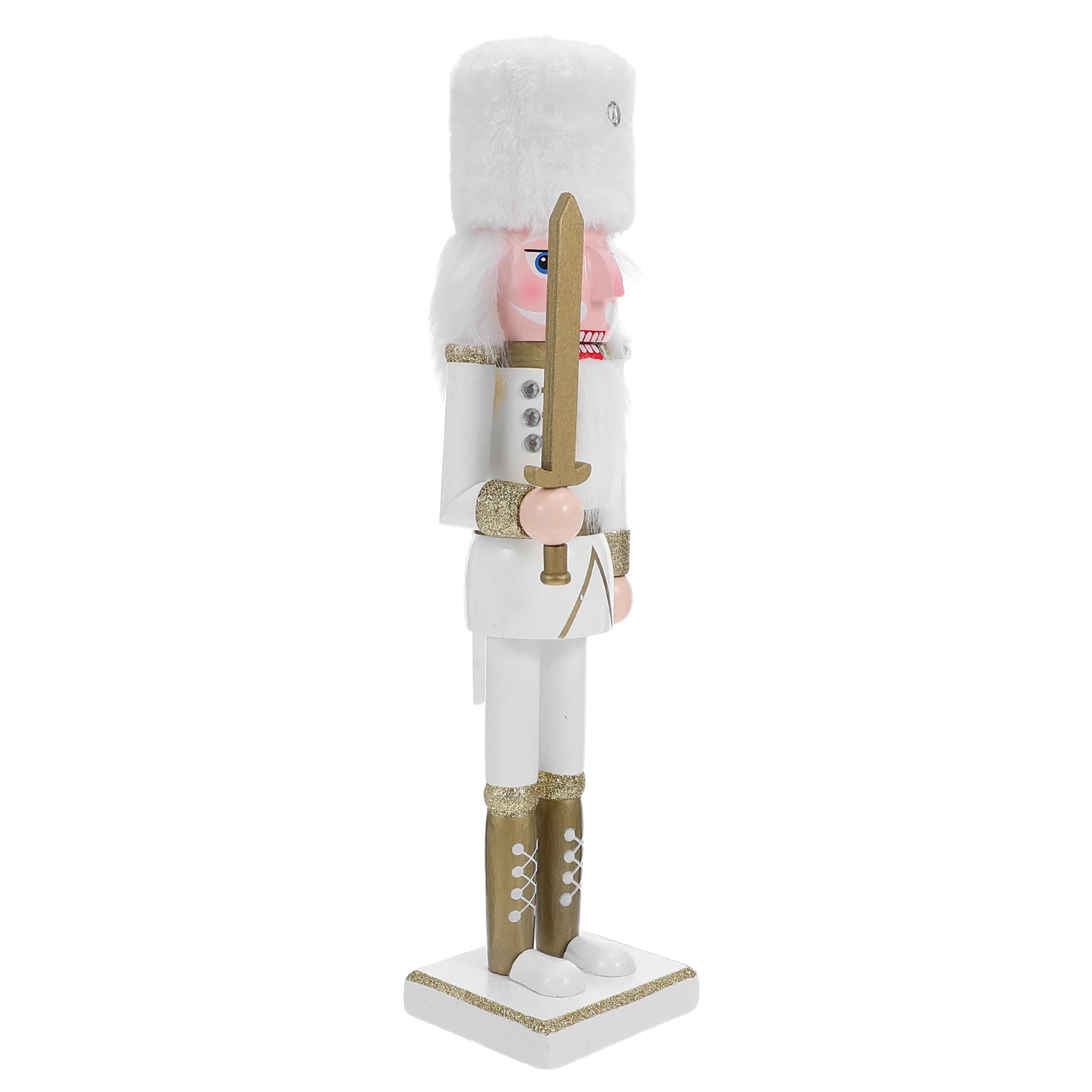

38Cm Christmas Soldier Wooden Holiday Decoration Desktop Table Ornament Stable Base Vibrant Colors Sturdy Material Xmas