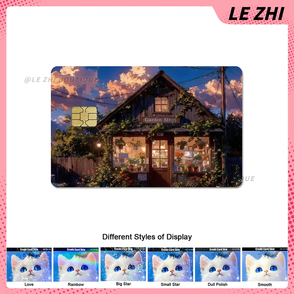 Beautiful Romantic Flower Credit Card Waterproof Small Chip Protective Film Sticker Dreamy Dopamine Butterfly Bus Metro Sticker