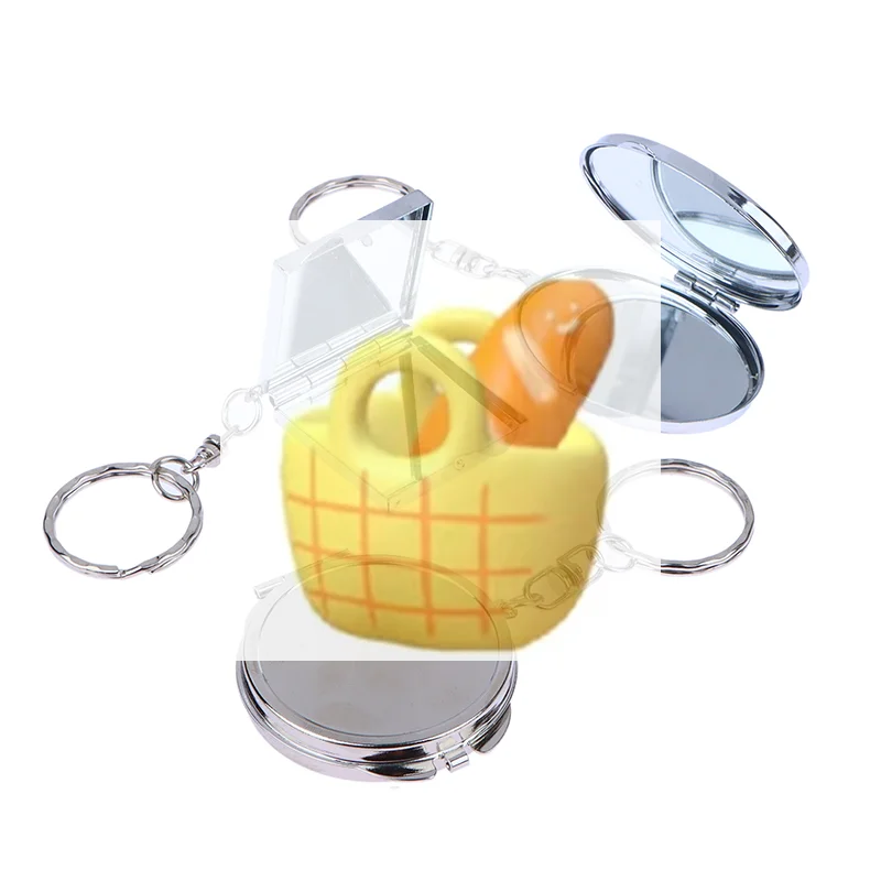 [GLOW] Miroir cosmétique double face de forme carrée ovale en forme de cœur rond, porte-clés pliant en métal, mini miroir de maquillage.