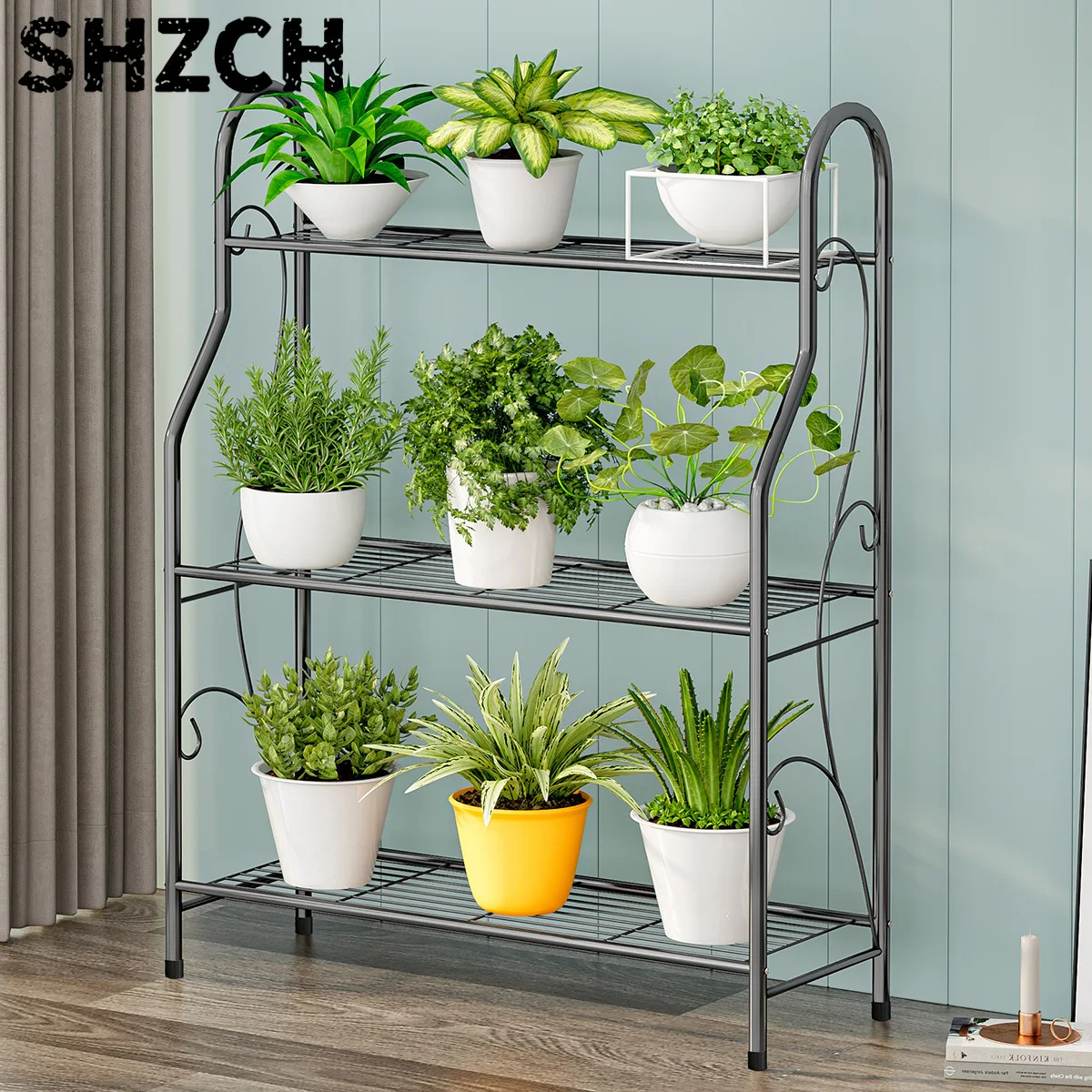 Simple Shelf 3-layer Multi-functional Wrought Iron Simple Modern  Assembly Flower Stand