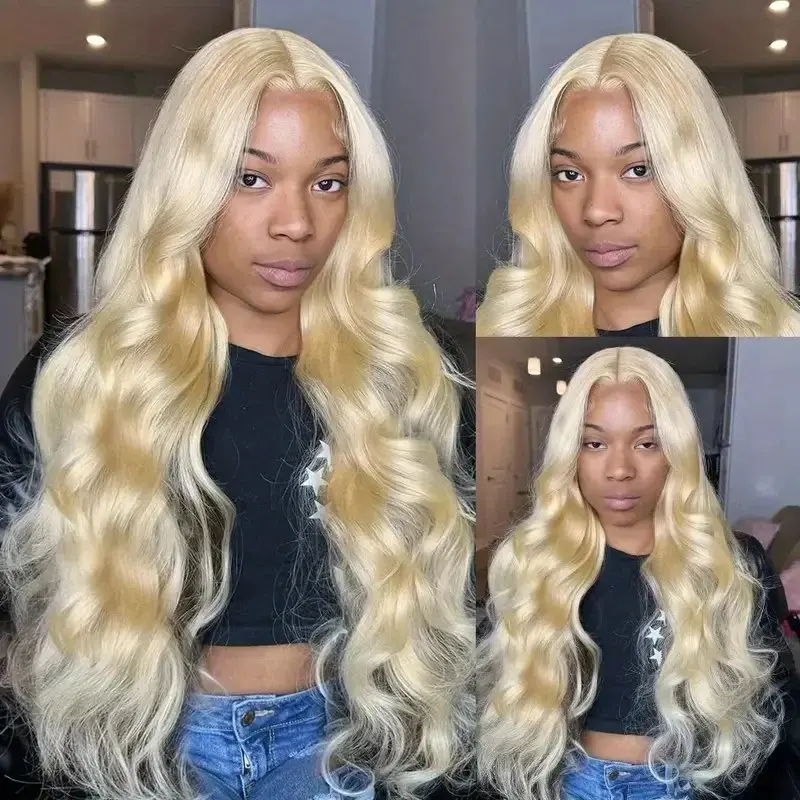 613 Blonde 13X4 Frontal Body Wave 13X6 HD Lace Wigs Colored 18 36 Inches Pre-Plucked Baby Glue-Free Human Hair Wig 150 Density