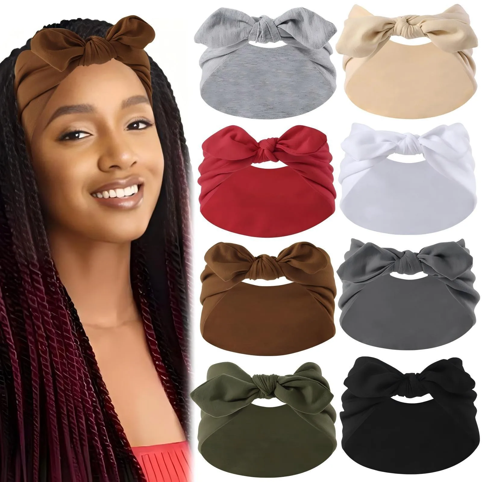 

Эластичная повязка для волос с ушками кролика и бантом, спортивная повязка для йоги, впитывающая пот, нескользящая, эластичная повязка на голову для фитнеса