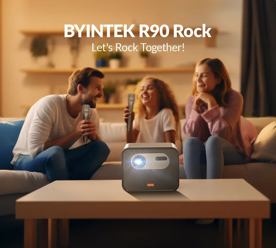 BYINTEK R90 Rock Full HD 1080P DLP Projector 2200 ANSI Lumens Android TV 11.0  3D 4K Supported Smart  Home Theater  Projector