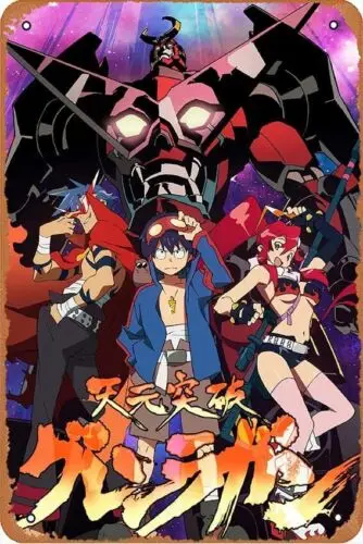 Tengen Toppa Gurren Lagann Anime Poster Vintage Metal Tin Sign Wall Decor