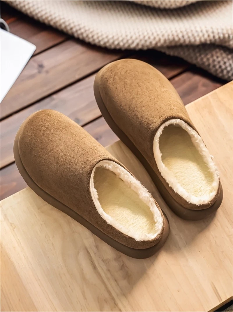 

Thickened Cotton Slippers Men's Winter Mule Shoes Half Slippers Fleece Lined Outdoor Cold Proof Birkenshoes Slip-On Shoes