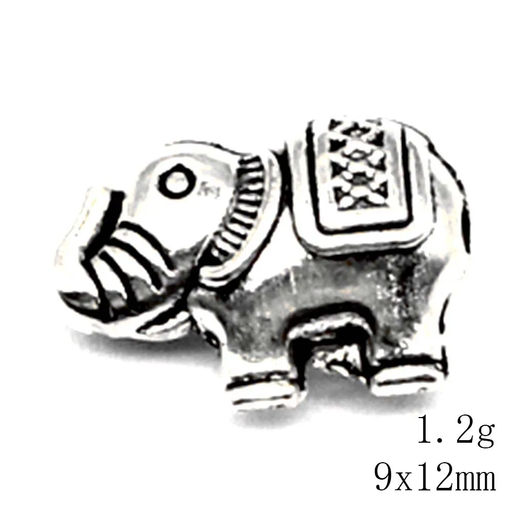 Small Elephant Small Hole Beads Pendants For Earrings Craft Supplies Woman Jewelri 9x12mm 10pcs Antique Silver Color