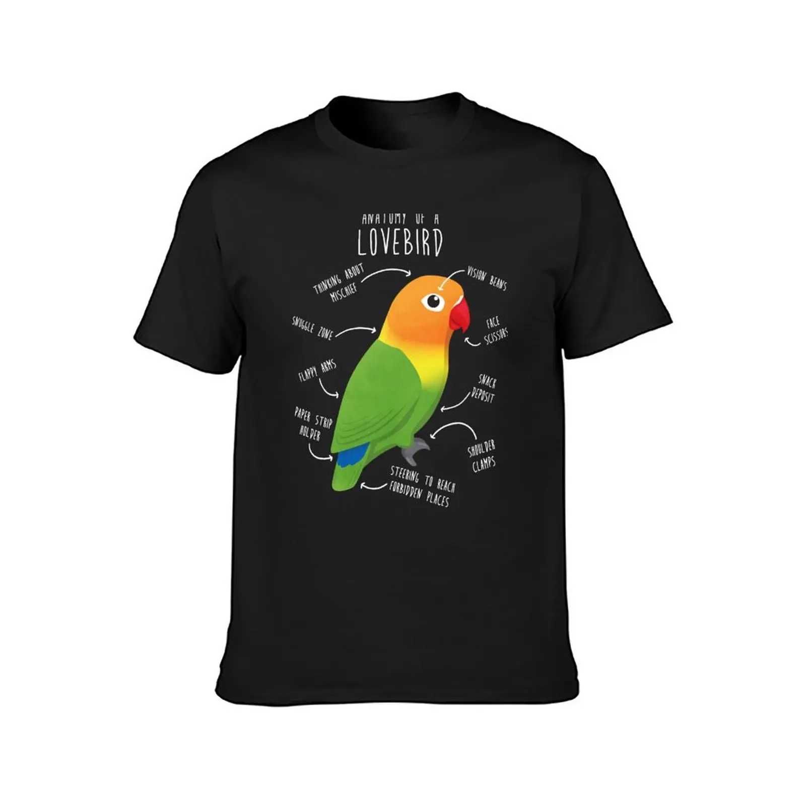 Fischer's Lovebird Parrot Anatomy T-Shirt blacks kawaii clothes plain Men's t-shirt