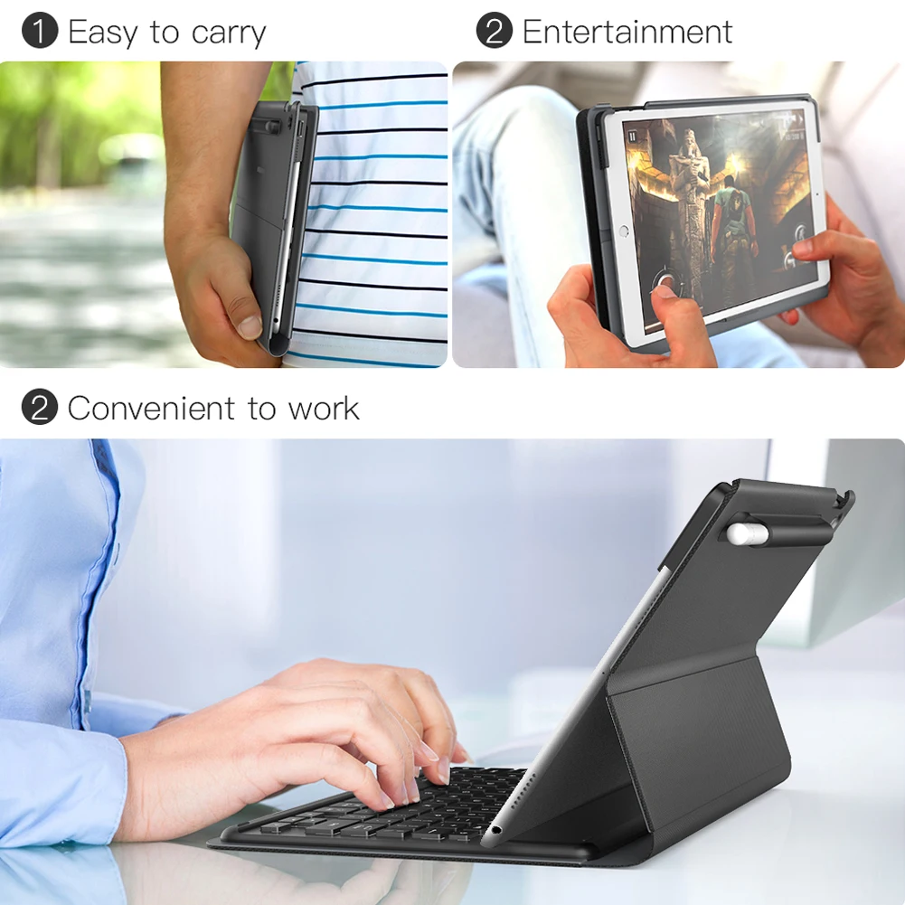 Dodocool Tastiera intelligente certificata MFi per iPad Air 2019 da 10,5 pollici con connettore intelligente Custodia protettiva sottile Custodia Folio St