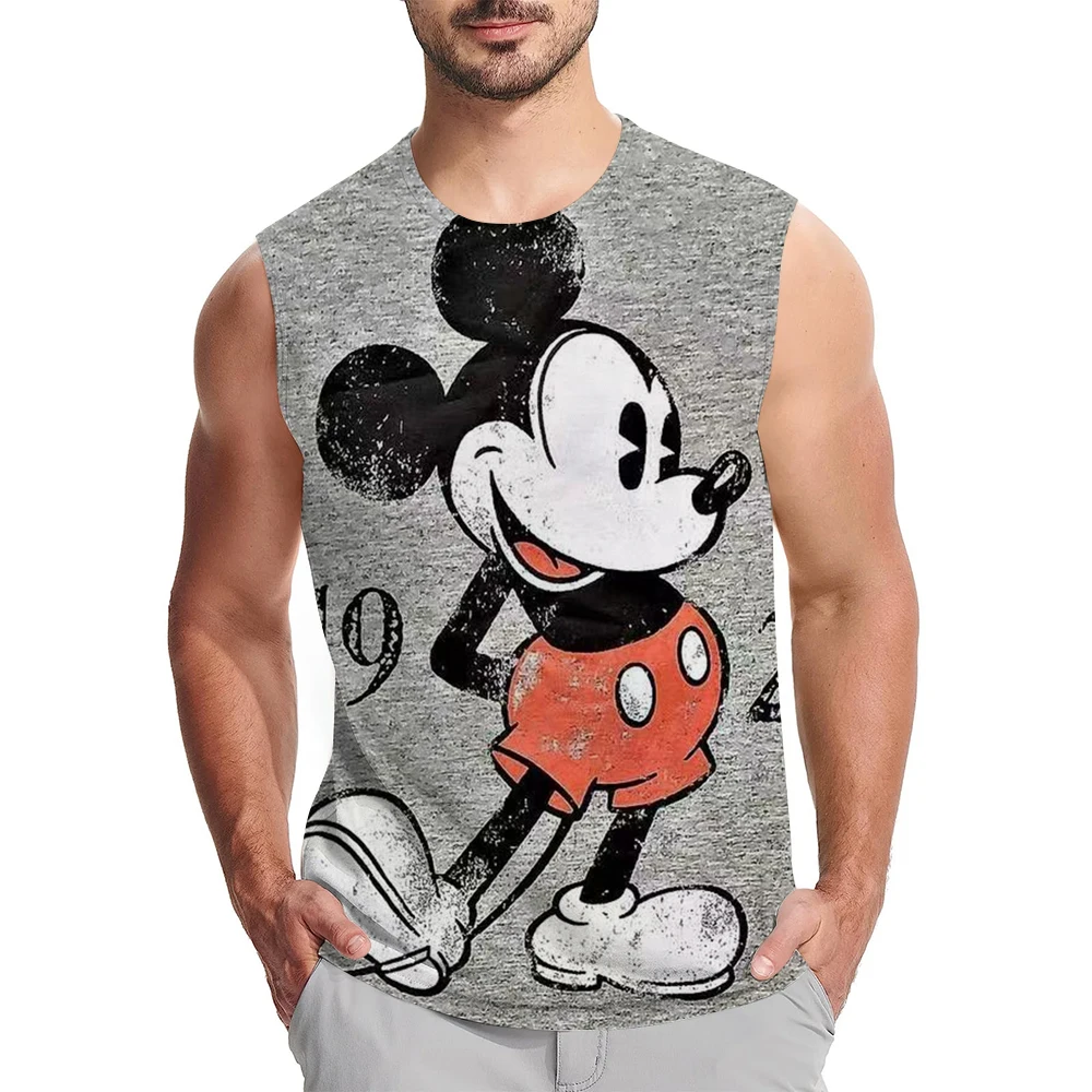 Chaleco deportivo para hombre, ropa deportiva de gimnasio Disney Stitch, chaleco muscular de ejercicio transpirable de algodón, camisa sin mangas con espalda en Y de verano
