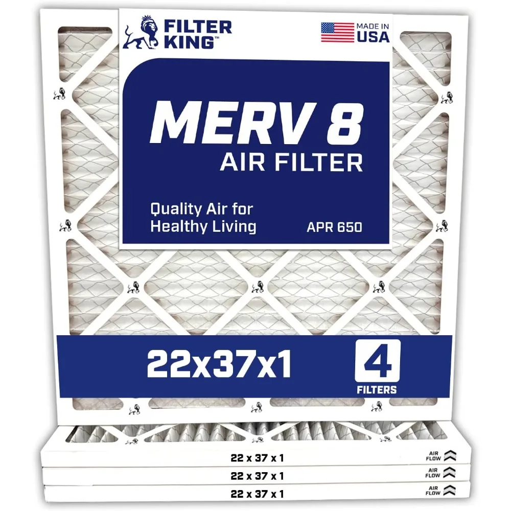 

22x37x1 Air Filter 4-PACK MERV 8 HVAC Pleated A/C Furnace Filters MADE IN USA Actual Size: 21.5 x 36.5 x .75"