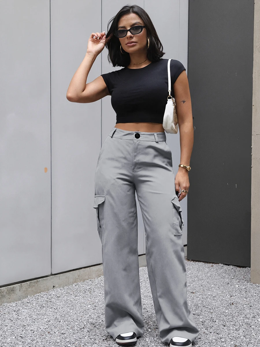 Women High Waist Cargo Pants Y2K Streetwear Baggy Wide Leg Trousers Casual Vintage Loose Multi Pocket Pants Autumn Fashion New