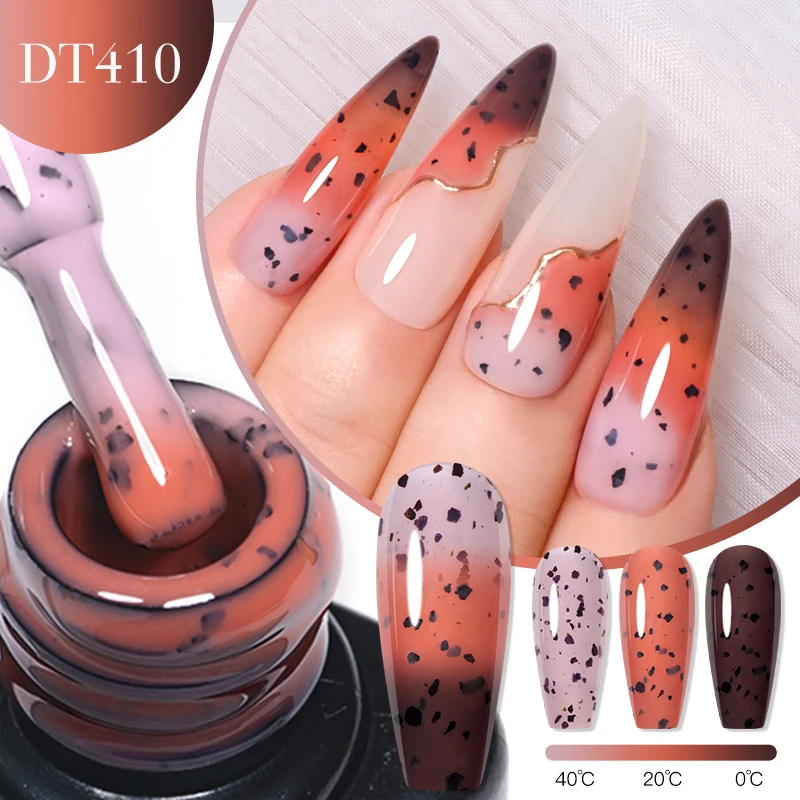 MEET ACROSS 7ml Eggshell Thermal Gel Nail Polish Temperature Changing Gradient Nail Art Varnish Winter Soak Off Gel For Nails