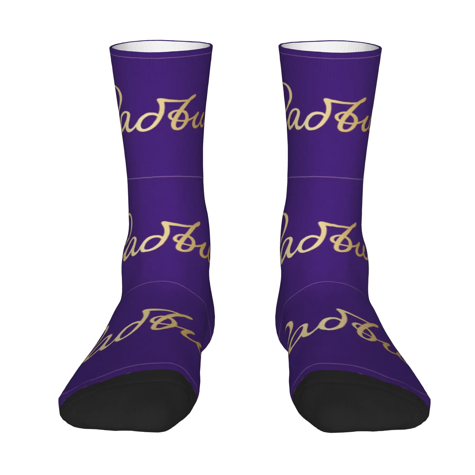 1 Pair Funny Sock Cadbury Purple Harajuku Seamless Pattern Printed Men Crew Socks Casual Men's Socks