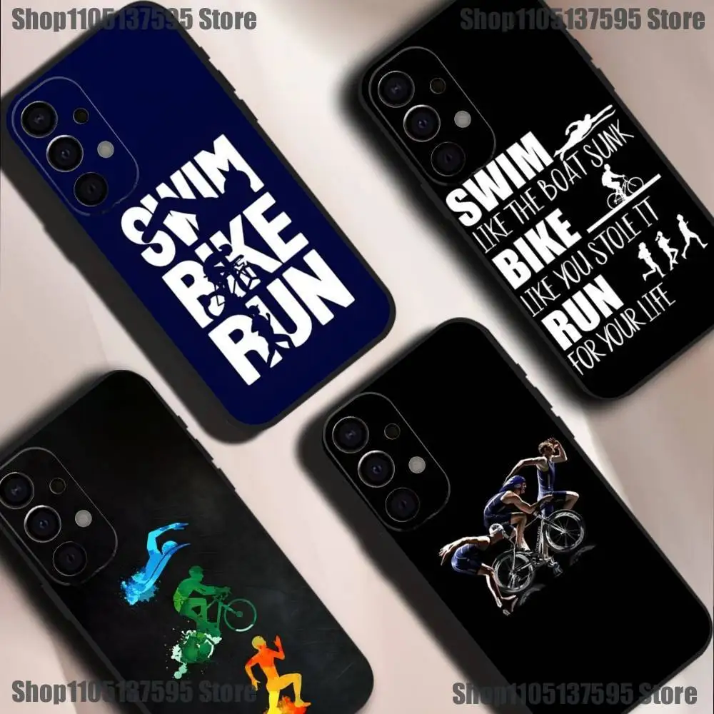 

Triathlon Swim Bike Run Phone Case For Samsung S25,S24,S21,S22,S23,S30,Ultra,S20,Plus,Fe,Lite,5G Black Cover
