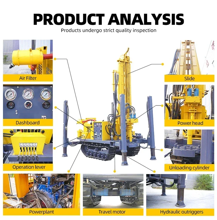Équipement de forage monté sur chenilles de puits d'eau de plate-forme de forage de puits d'eau de 200m